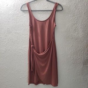Lulu’s Sz S Small Faux Wrap Modal Mini Dress Dusty Rose Mauve Pink Scoop Neck